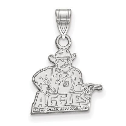 Sterling Silver Rhodium Plated Logoart New Mexico State University Aggies Small Pendant