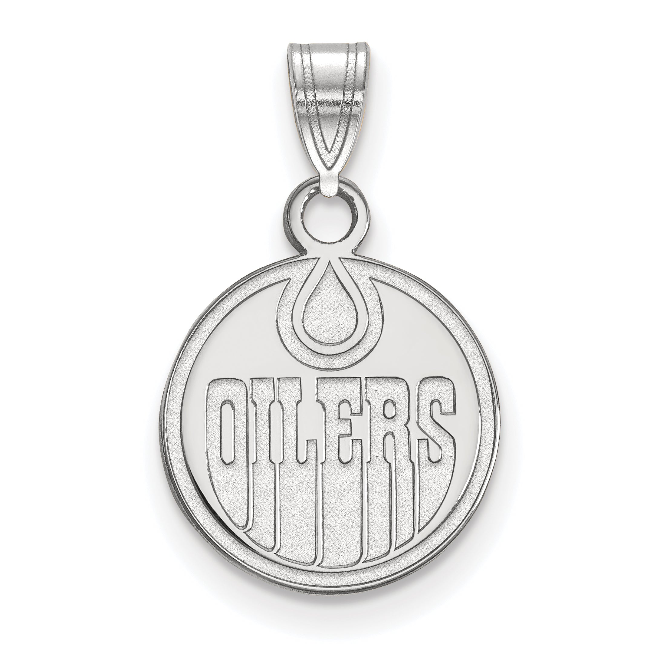 10K White Gold Nhl Logoart Edmonton Oilers Small Pendant