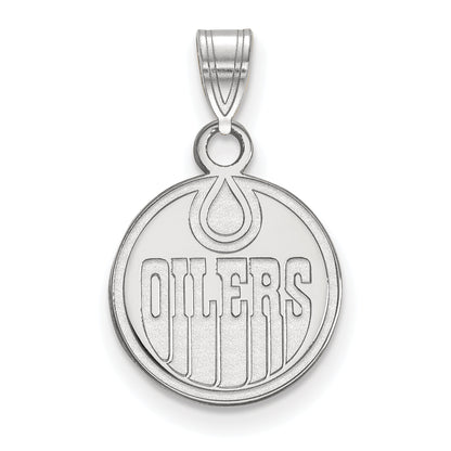 10K White Gold Nhl Logoart Edmonton Oilers Small Pendant