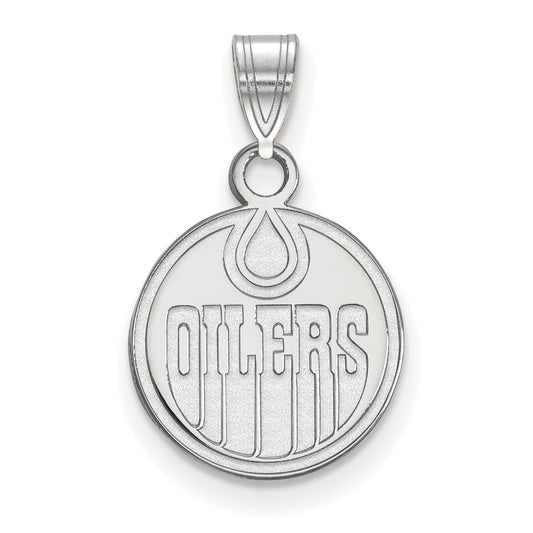 10K White Gold Nhl Logoart Edmonton Oilers Small Pendant