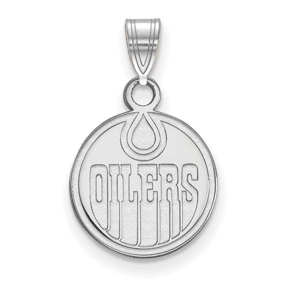 10K White Gold Nhl Logoart Edmonton Oilers Small Pendant