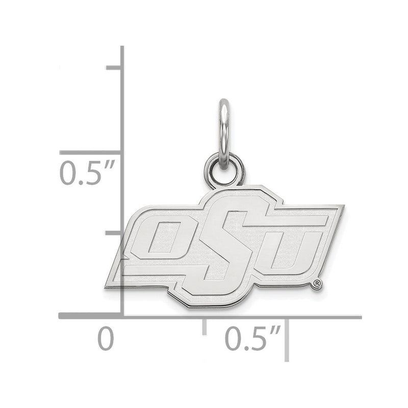 Sterling Silver Rhodium Plated Logoart Oklahoma State University O S U Extra Small Pendant