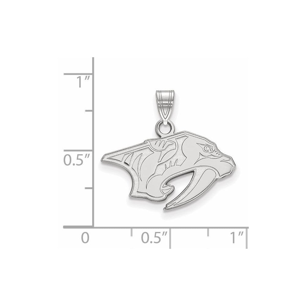 Sterling Silver Rhodium Plated Nhl Logoart Nashville Predators Small Pendant