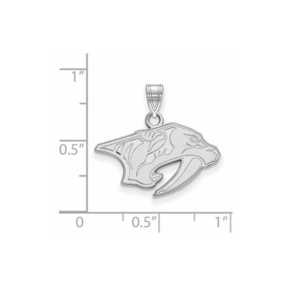 Sterling Silver Rhodium Plated Nhl Logoart Nashville Predators Small Pendant