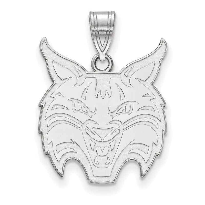 Sterling Silver Rhodium Plated Logoart Quinnipiac University Bobcat Large Pendant