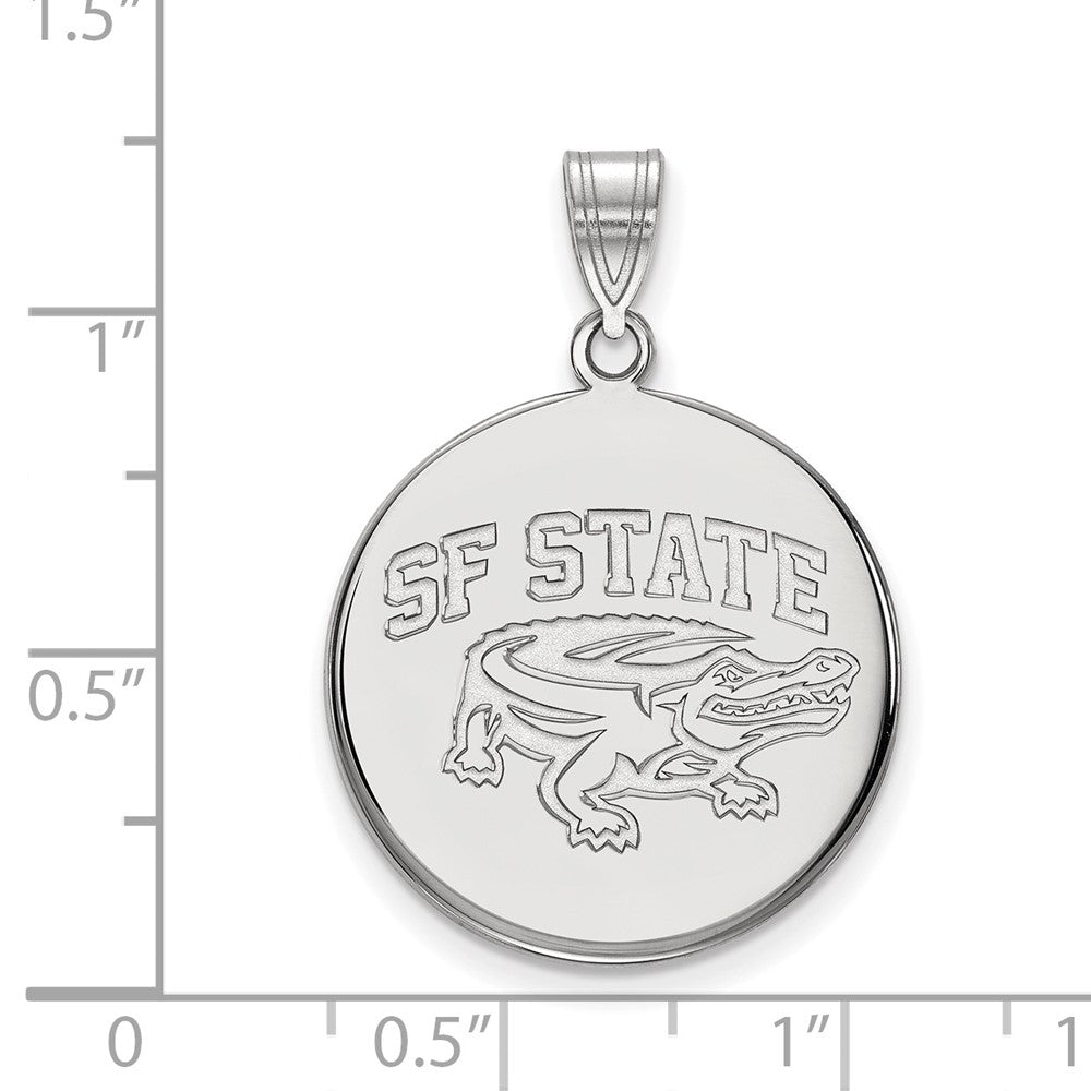Sterling Silver Rhodium Plated Logoart San Francisco State University Large Disc Pendant