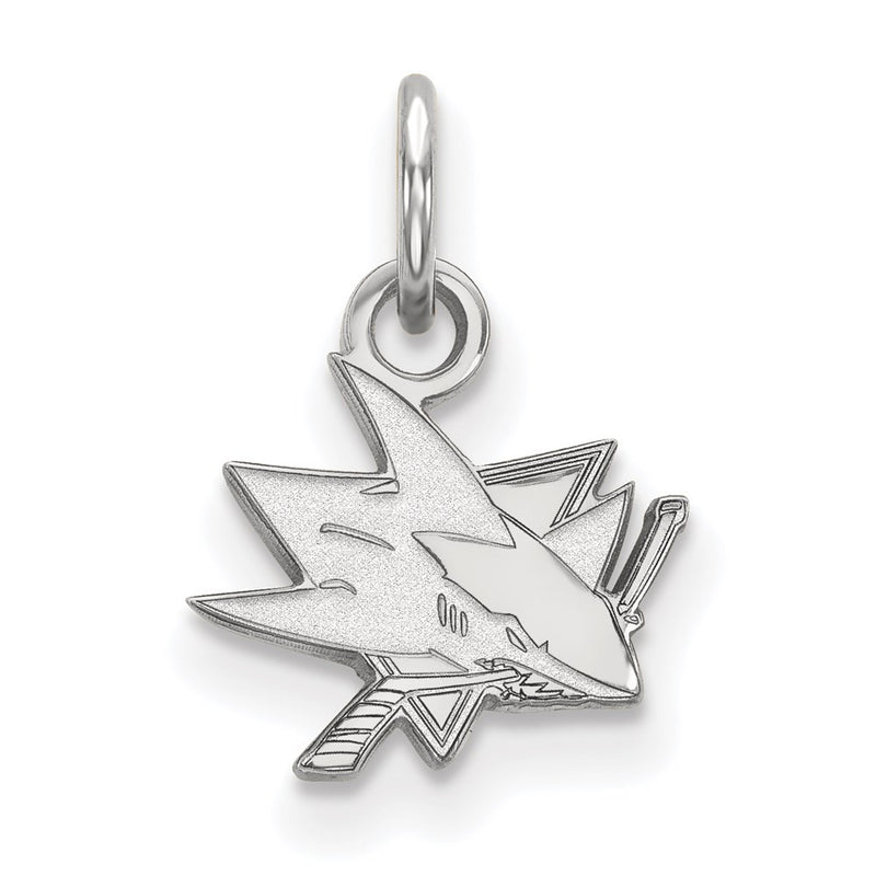 Sterling Silver Rhodium Plated Nhl Logoart San Jose Sharks Extra Small Pendant