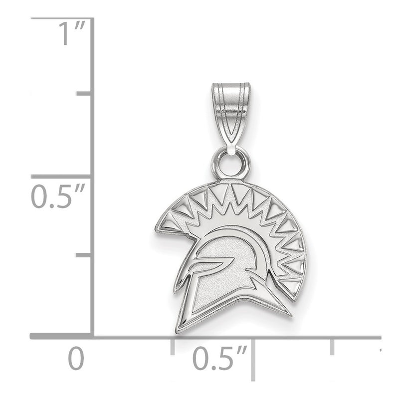 Sterling Silver Rhodium Plated Logoart San Jose State University Spartan Small Pendant