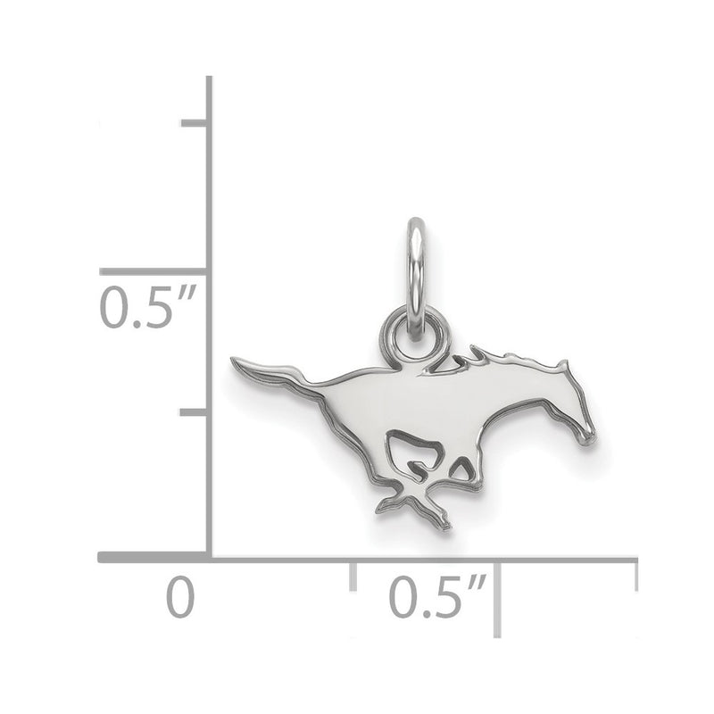 Sterling Silver Rhodium Plated Logoart Southern Methodist University Mustang Extra Small Pendant
