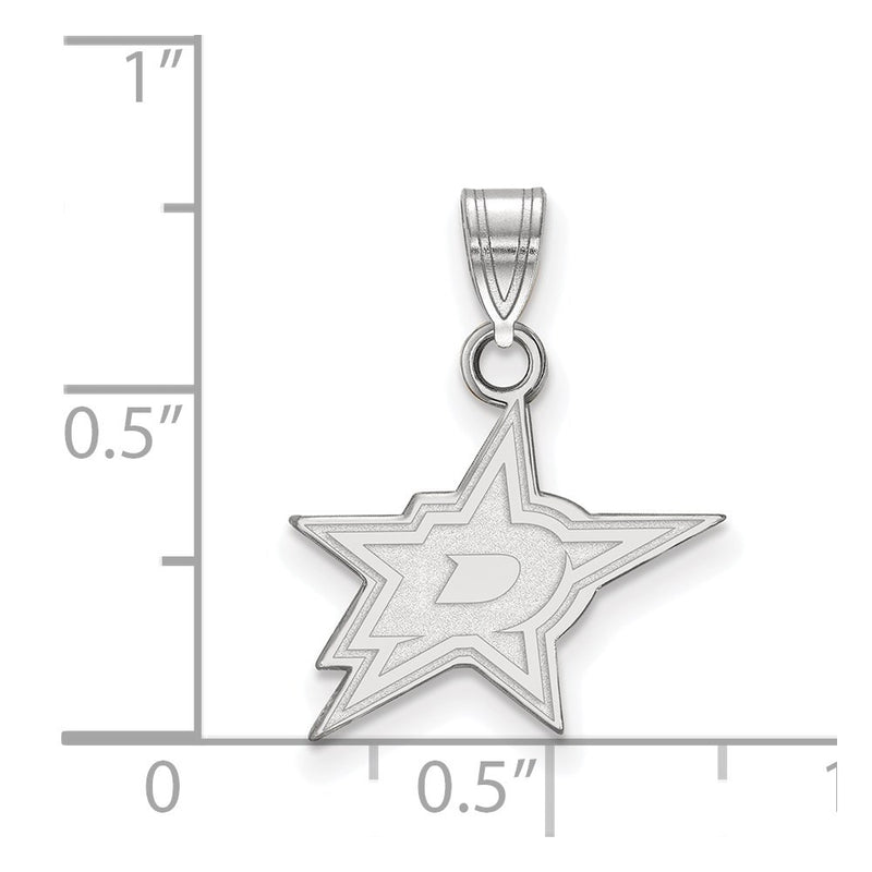 Sterling Silver Rhodium Plated Nhl Logoart Dallas Stars Small Pendant