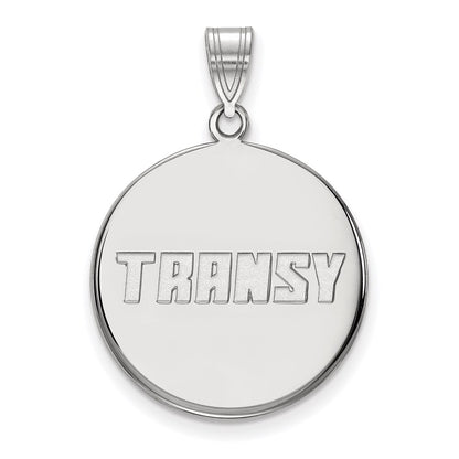 Sterling Silver Rhodium Plated Logoart Transylvania University Large Disc Pendant