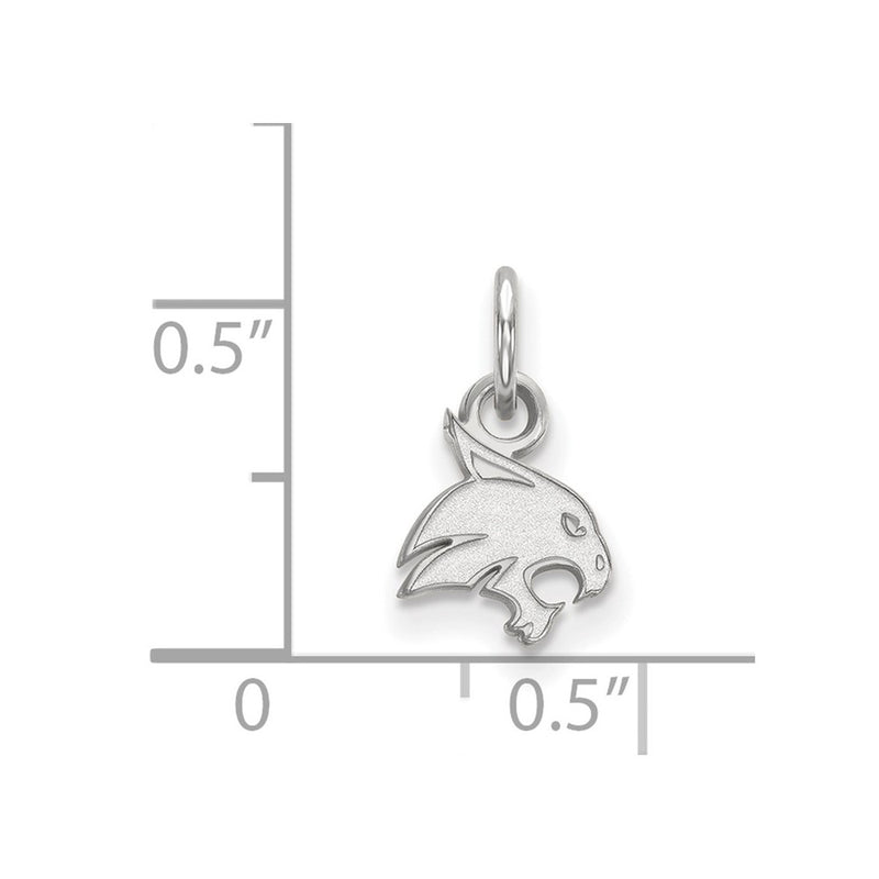 Sterling Silver Rhodium Plated Logoart Texas State University Bobcat Extra Small Pendant