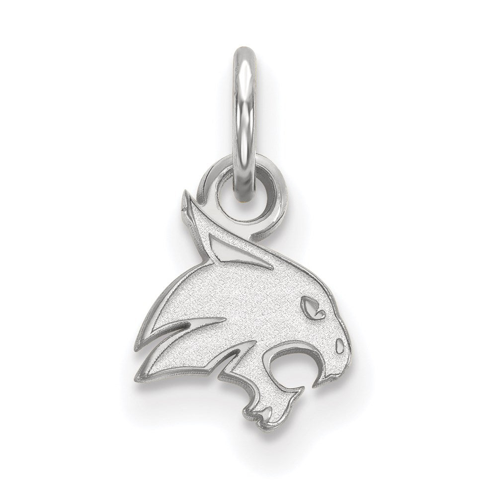 Sterling Silver Rhodium Plated Logoart Texas State University Bobcat Extra Small Pendant