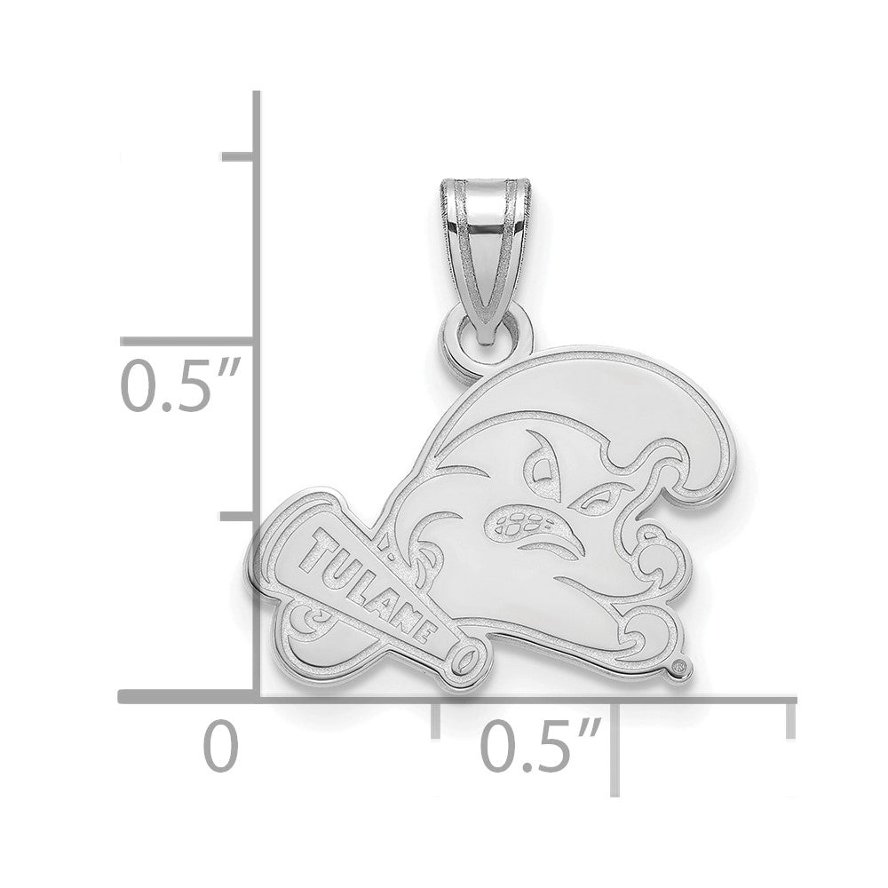 14K White Gold Logoart Tulane University Small Pendant