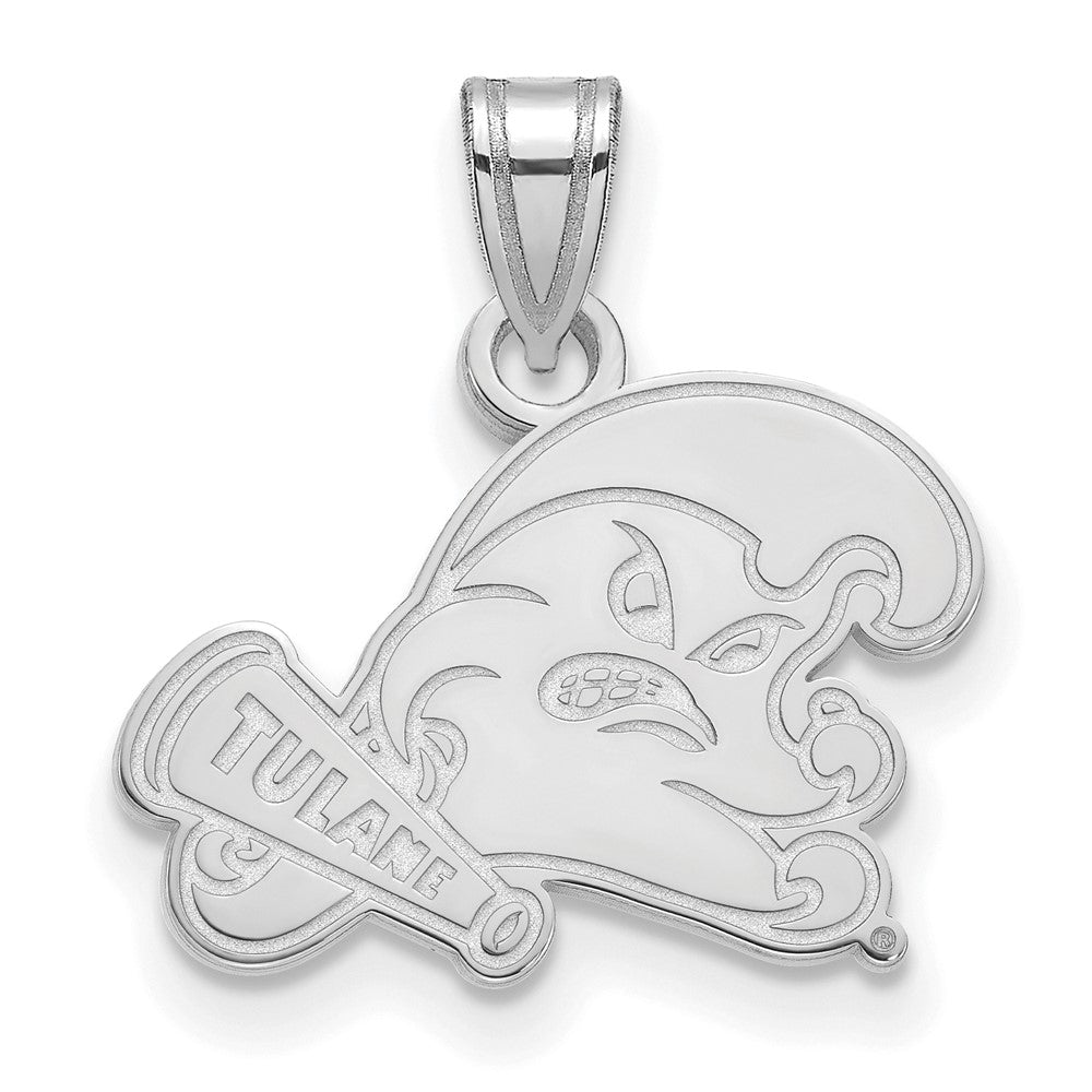 14K White Gold Logoart Tulane University Small Pendant
