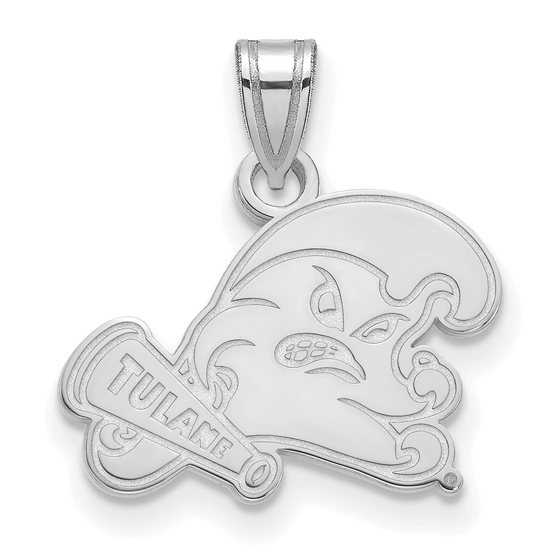 Sterling Silver Rhodium Plated Logoart Tulane University Small Pendant