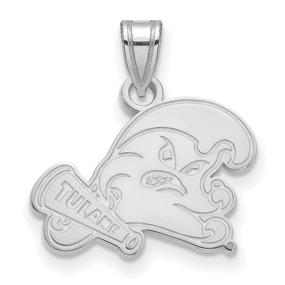 Sterling Silver Rhodium Plated Logoart Tulane University Small Pendant