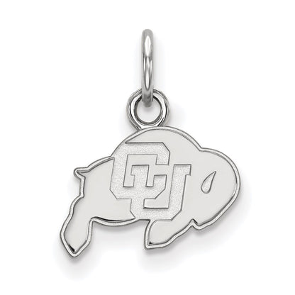 Sterling Silver Rhodium Plated Logoart University Of Colorado Buffalo Extra Small Pendant