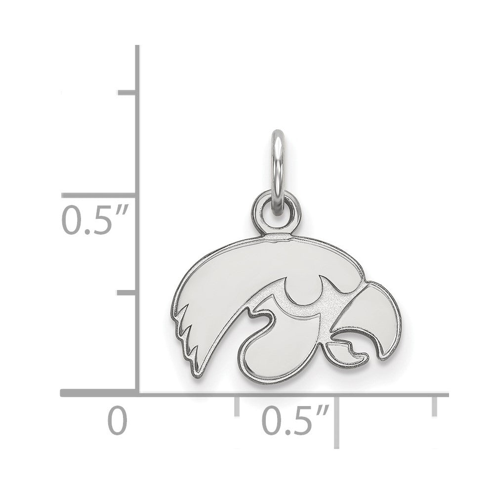 Sterling Silver Rhodium Plated Logoart University Of Iowa Hawk Extra Small Pendant