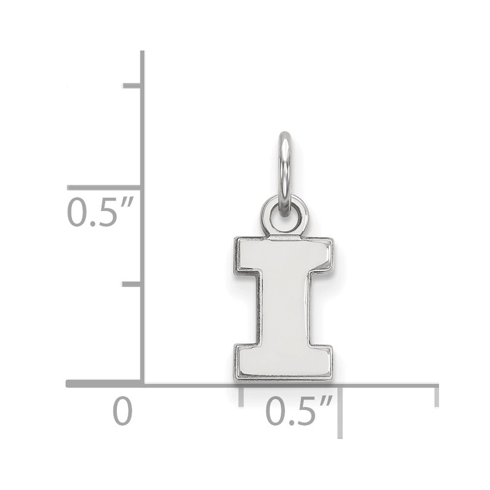 Sterling Silver Rhodium Plated Logoart University Of Illinois Letter I Extra Small Pendant