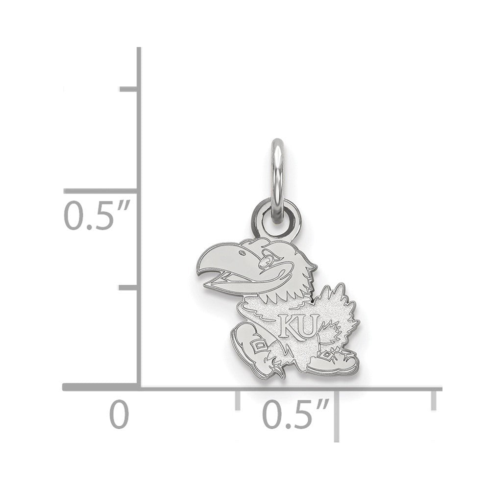 Sterling Silver Rhodium Plated Logoart University Of Kansas Jayhawk Extra Small Pendant