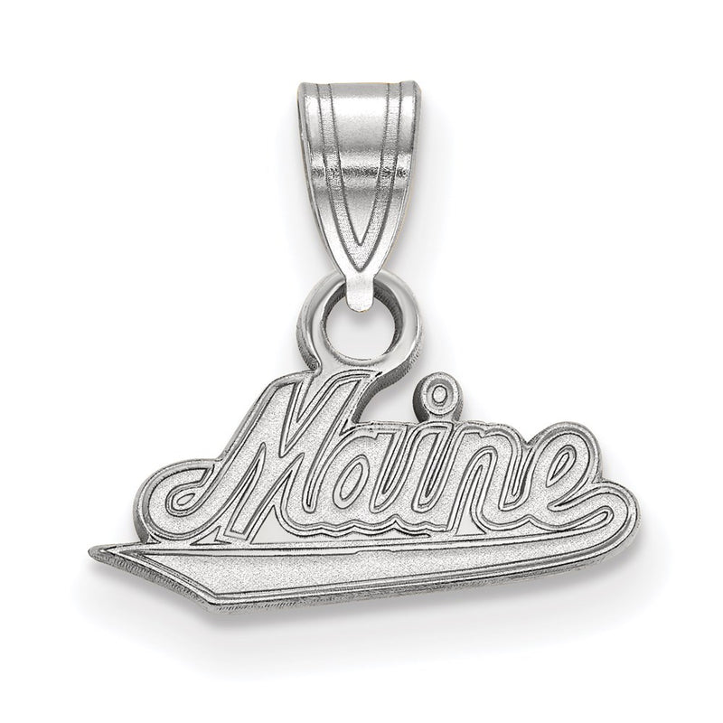 Sterling Silver Rhodium Plated Logoart University Of Maine Small Pendant