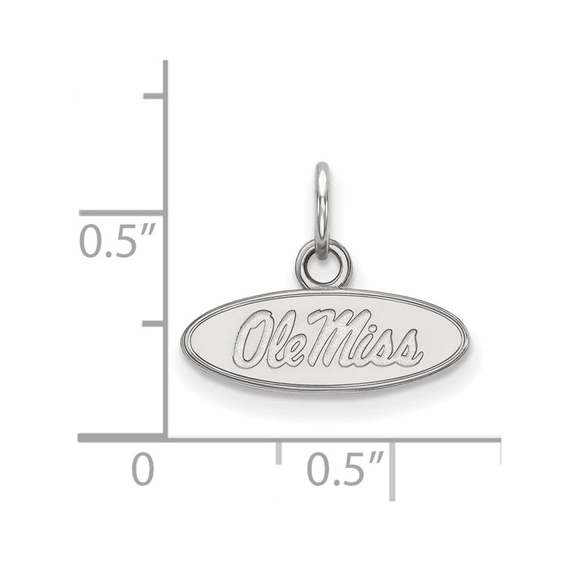10K White Gold Logoart University Of Mississippi Ole Miss Extra Small Oval Pendant