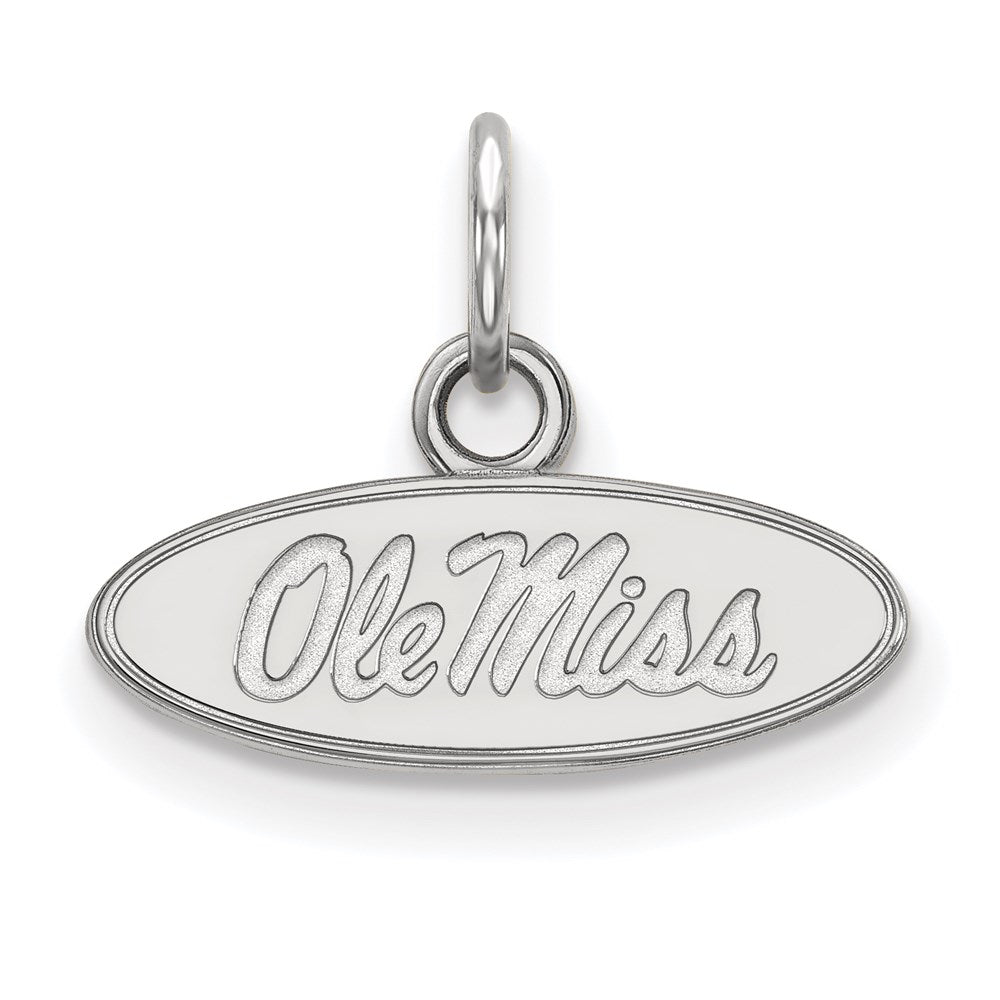 Sterling Silver Rhodium Plated Logoart University Of Mississippi Ole Miss Extra Small Oval Pendant