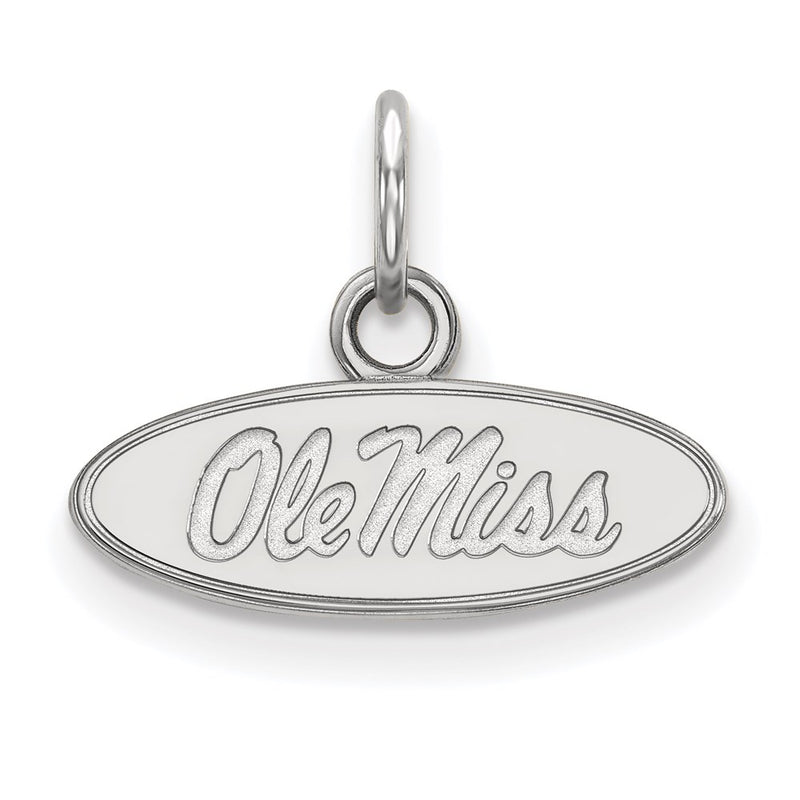 Sterling Silver Rhodium Plated Logoart University Of Mississippi Ole Miss Extra Small Oval Pendant