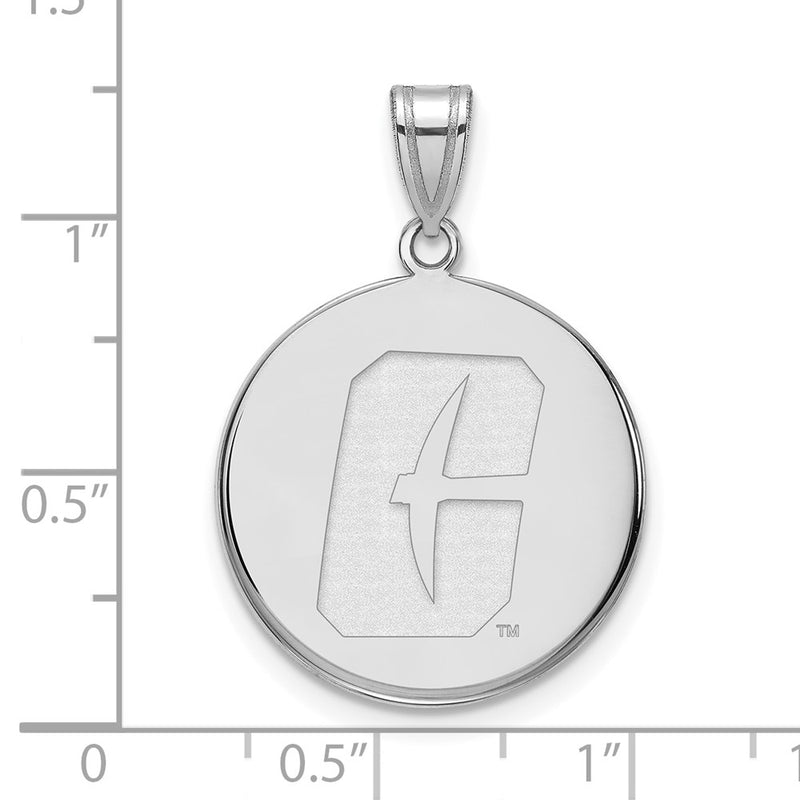 Sterling Silver Rhodium Plated Logoart University Of North Carolina At Charlotte 49Ers Large Disc Pendant