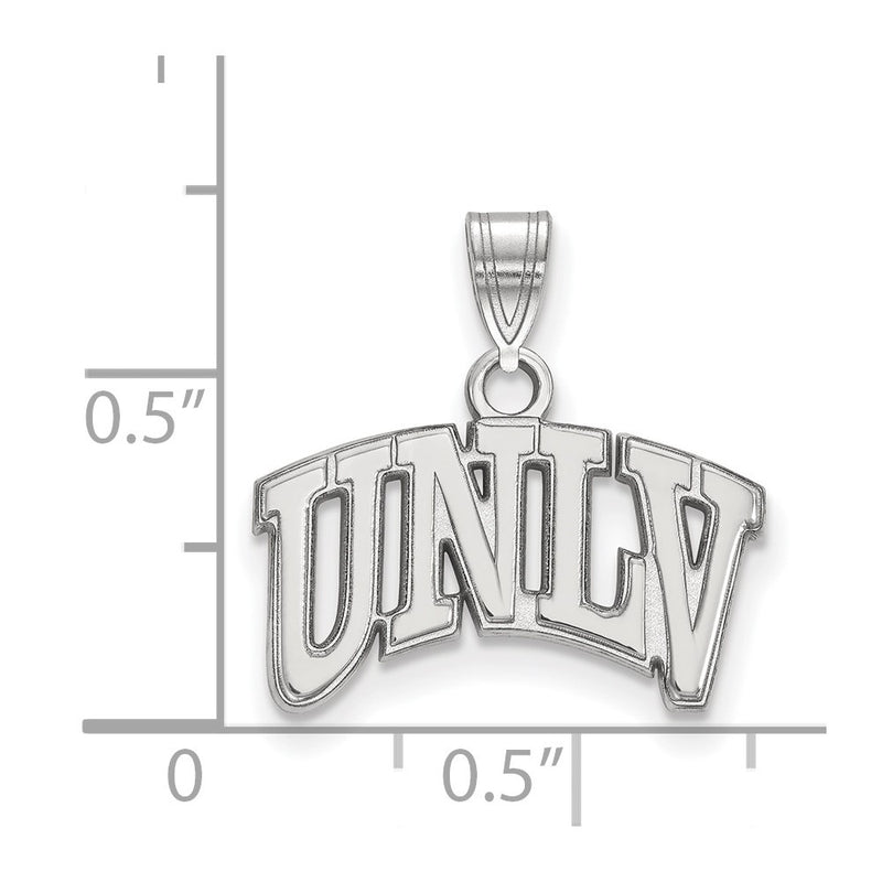Sterling Silver Rhodium Plated Logoart University Of Nevada Las Vegas U N L V Small Pendant