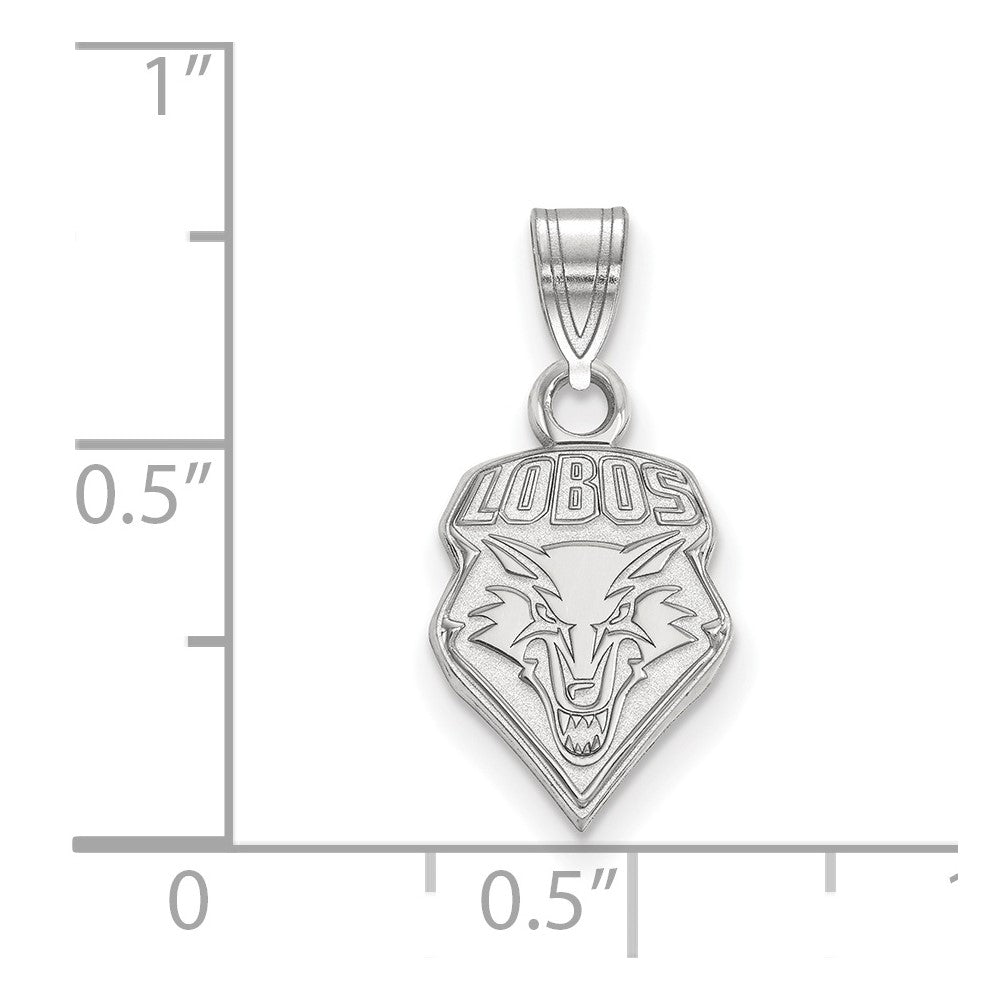 Sterling Silver Rhodium Plated Logoart University Of New Mexico Lobos Small Pendant
