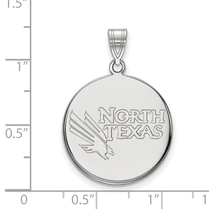 Sterling Silver Rhodium Plated Logoart University Of North Texas Large Disc Pendant