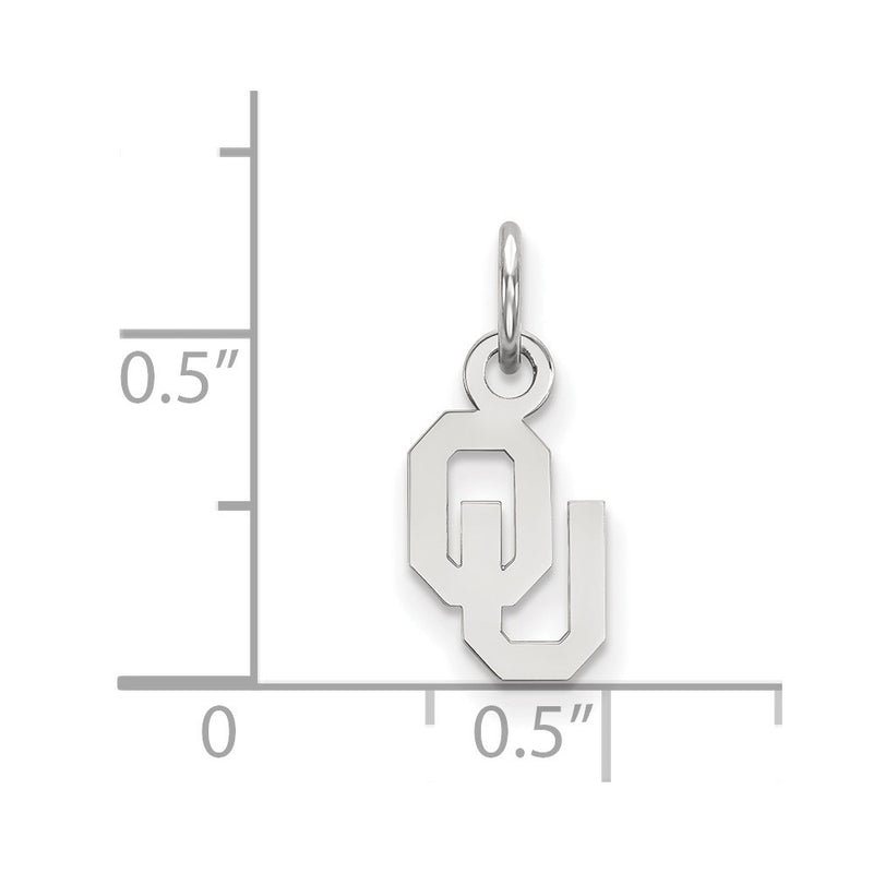 Sterling Silver Rhodium Plated Logoart University Of Oklahoma O U Extra Small Pendant
