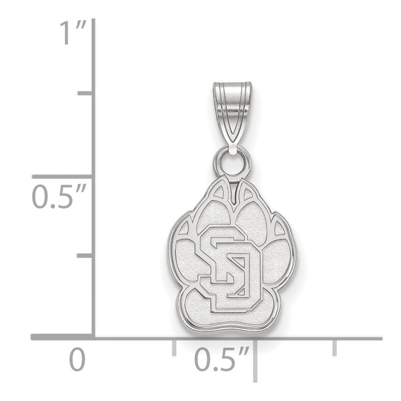 Sterling Silver Rhodium Plated Logoart University Of South Dakota Small Pendant