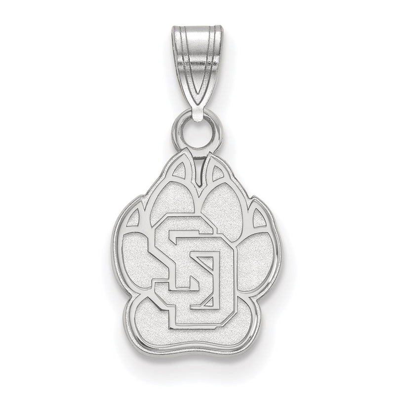 Sterling Silver Rhodium Plated Logoart University Of South Dakota Small Pendant