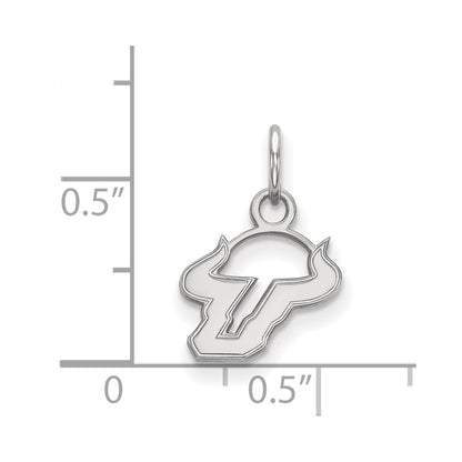 Sterling Silver Rhodium Plated Logoart University Of South Florida Bull Extra Small Pendant
