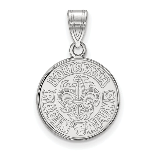 10K White Gold Logoart University Of Louisiana At Lafayette Medium Pendant