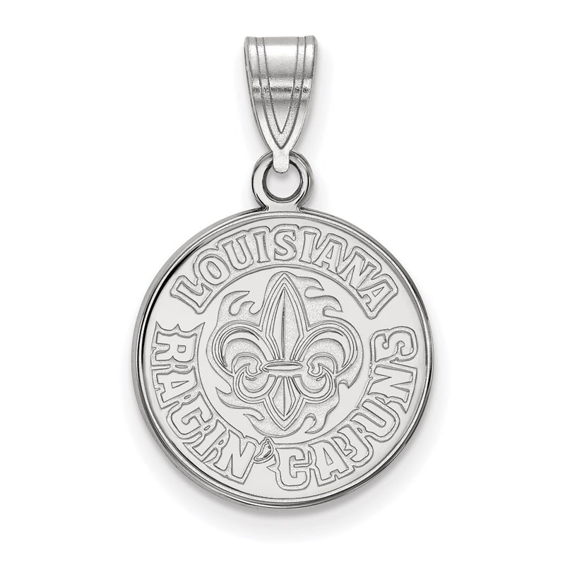 10K White Gold Logoart University Of Louisiana At Lafayette Medium Pendant
