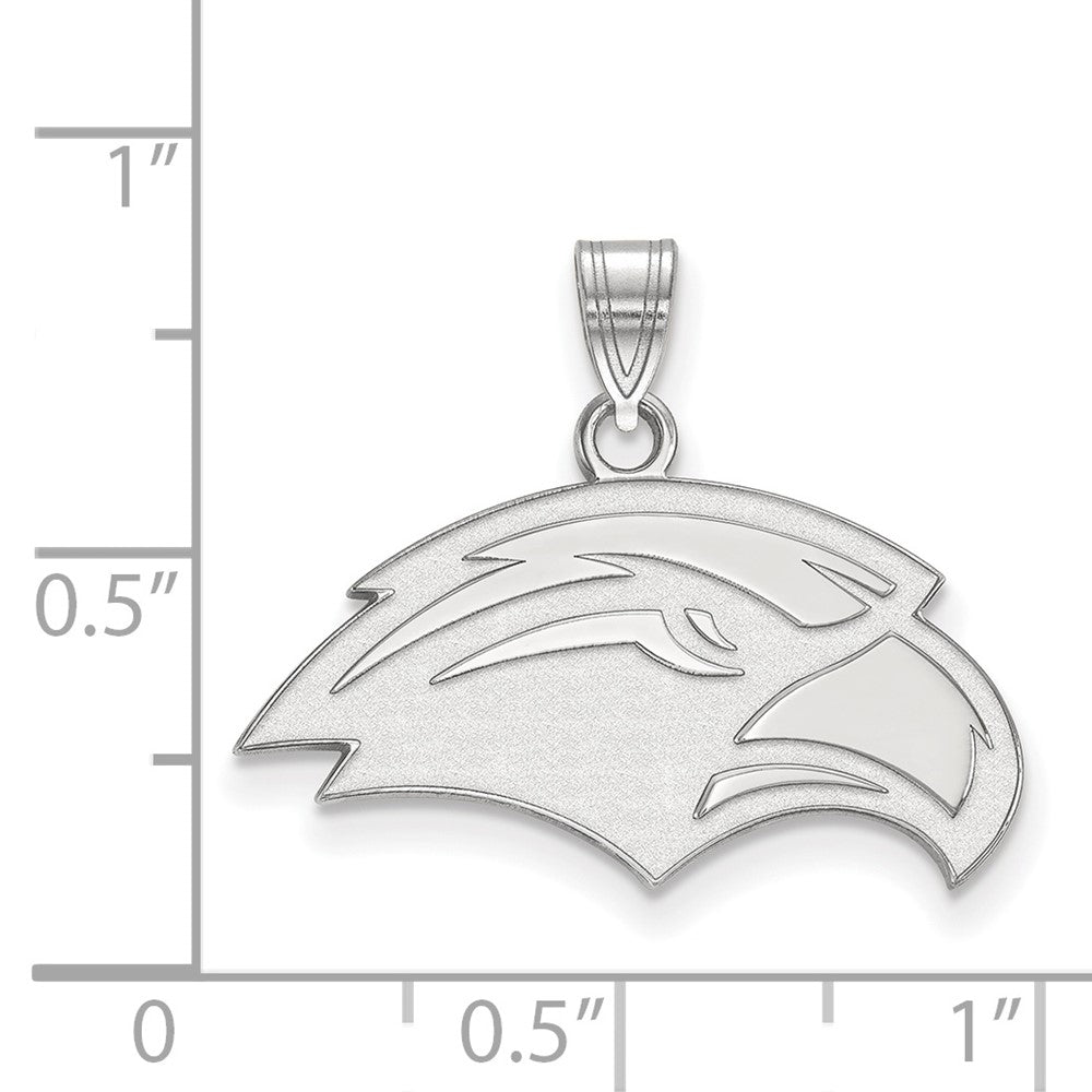 Sterling Silver Rhodium Plated Logoart University Of Southern Mississippi Eagle Small Pendant