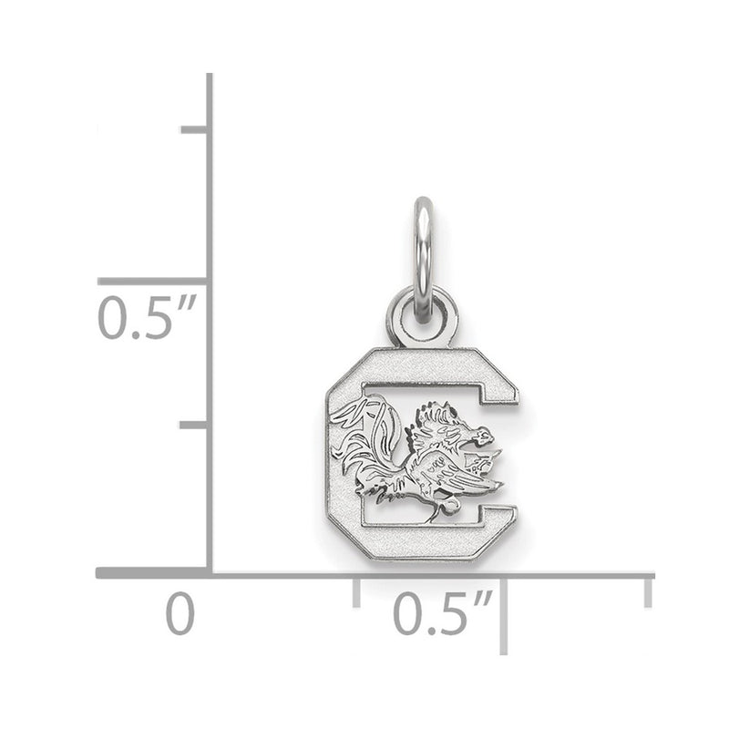 Sterling Silver Rhodium Plated Logoart University Of South Carolina Extra Small Pendant
