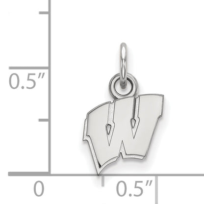 10K White Gold Logoart University Of Wisconsin Letter W Extra Small Pendant