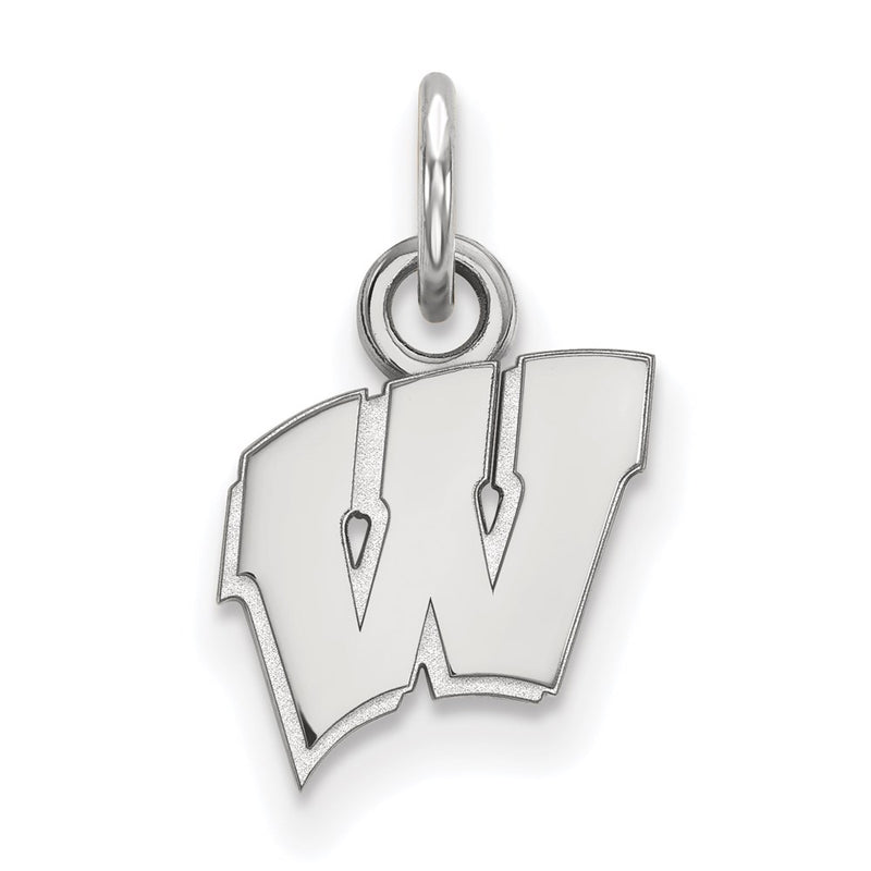 14K White Gold Logoart University Of Wisconsin Letter W Extra Small Pendant