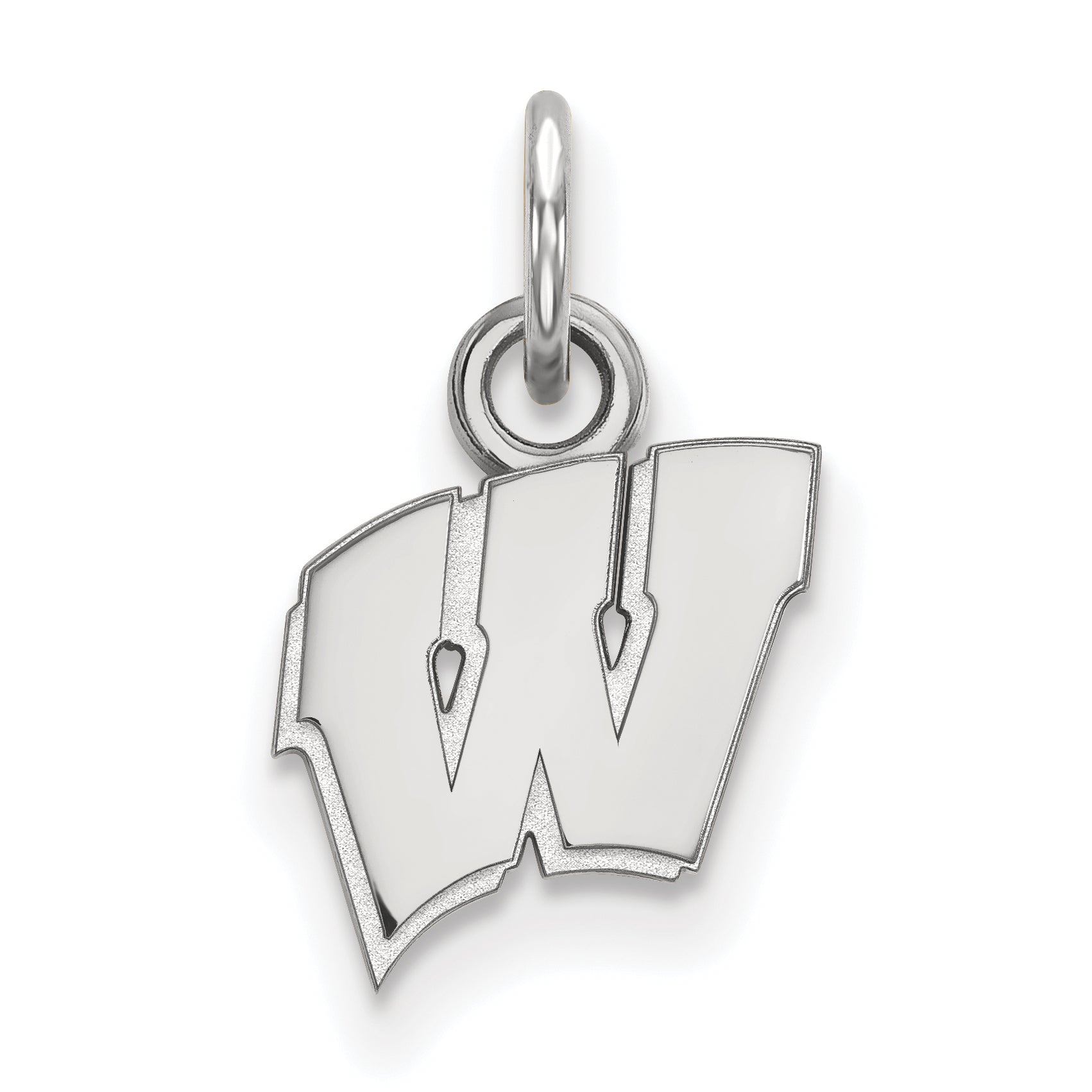 10K White Gold Logoart University Of Wisconsin Letter W Extra Small Pendant