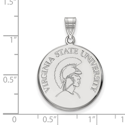 14K White Gold Logoart Virginia State University Large Disc Pendant