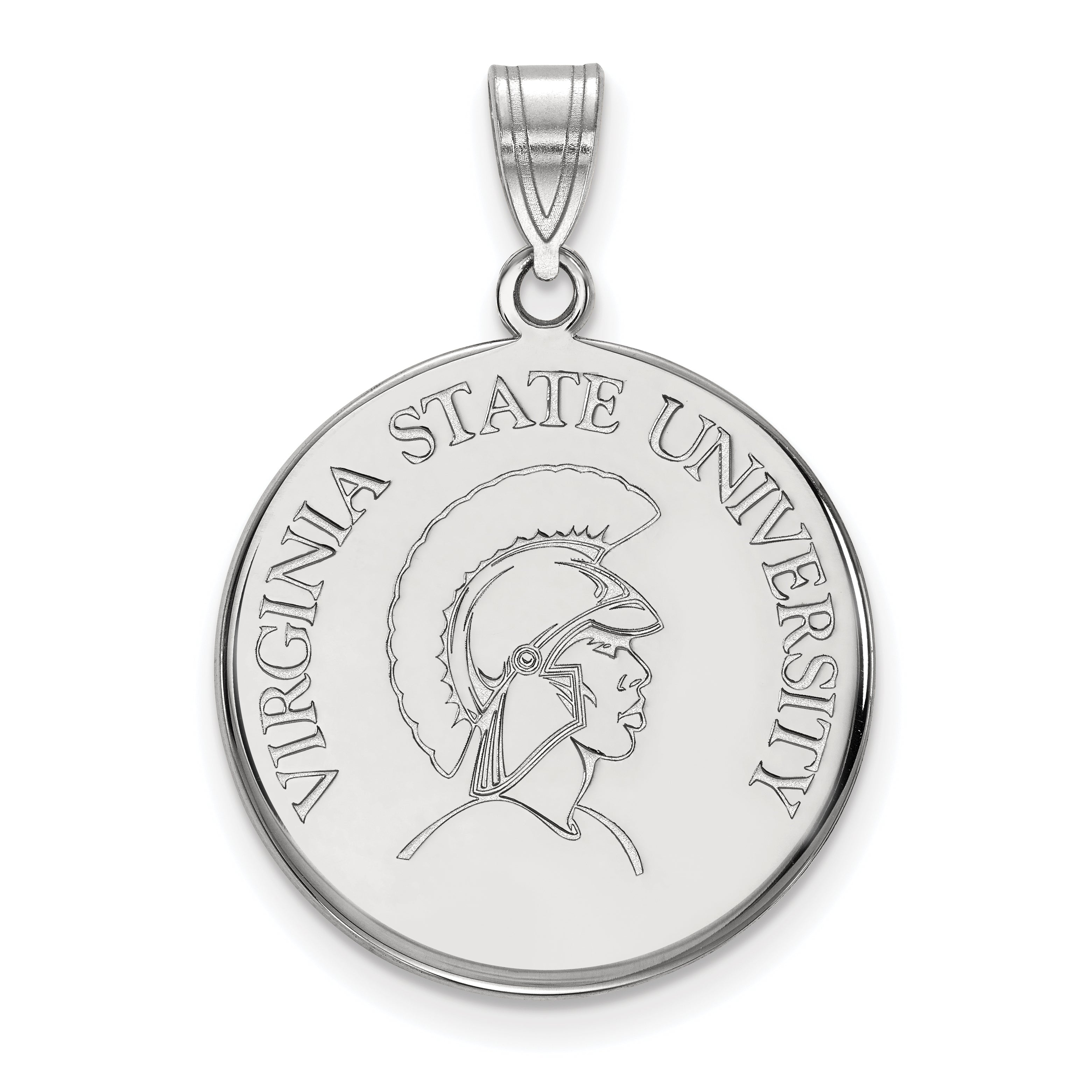 10K White Gold Logoart Virginia State University Large Disc Pendant