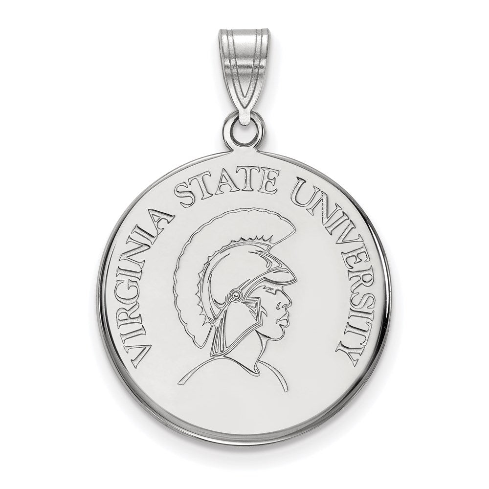 14K White Gold Logoart Virginia State University Large Disc Pendant