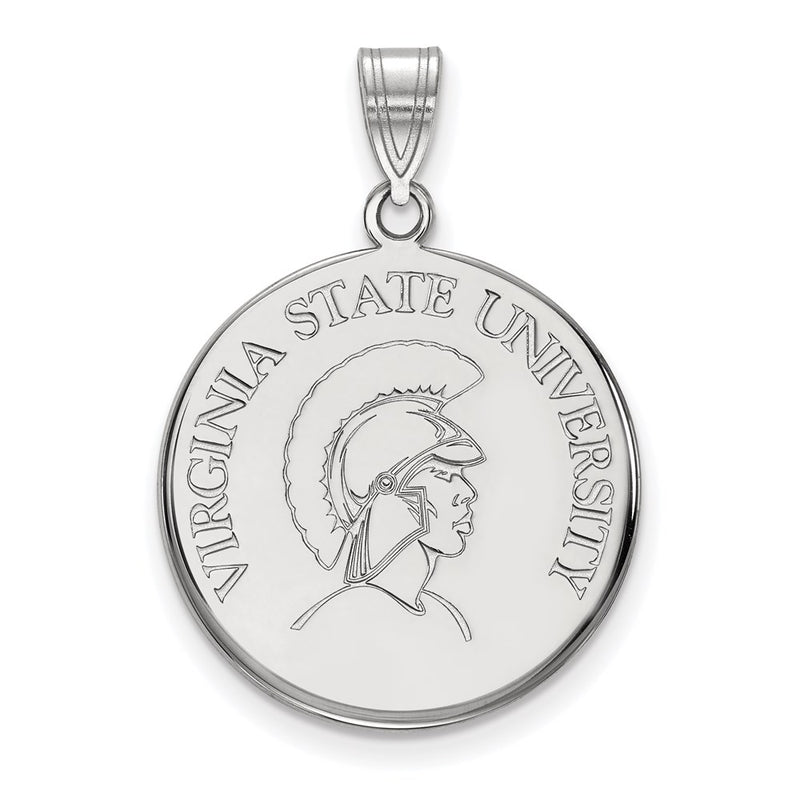 14K White Gold Logoart Virginia State University Large Disc Pendant