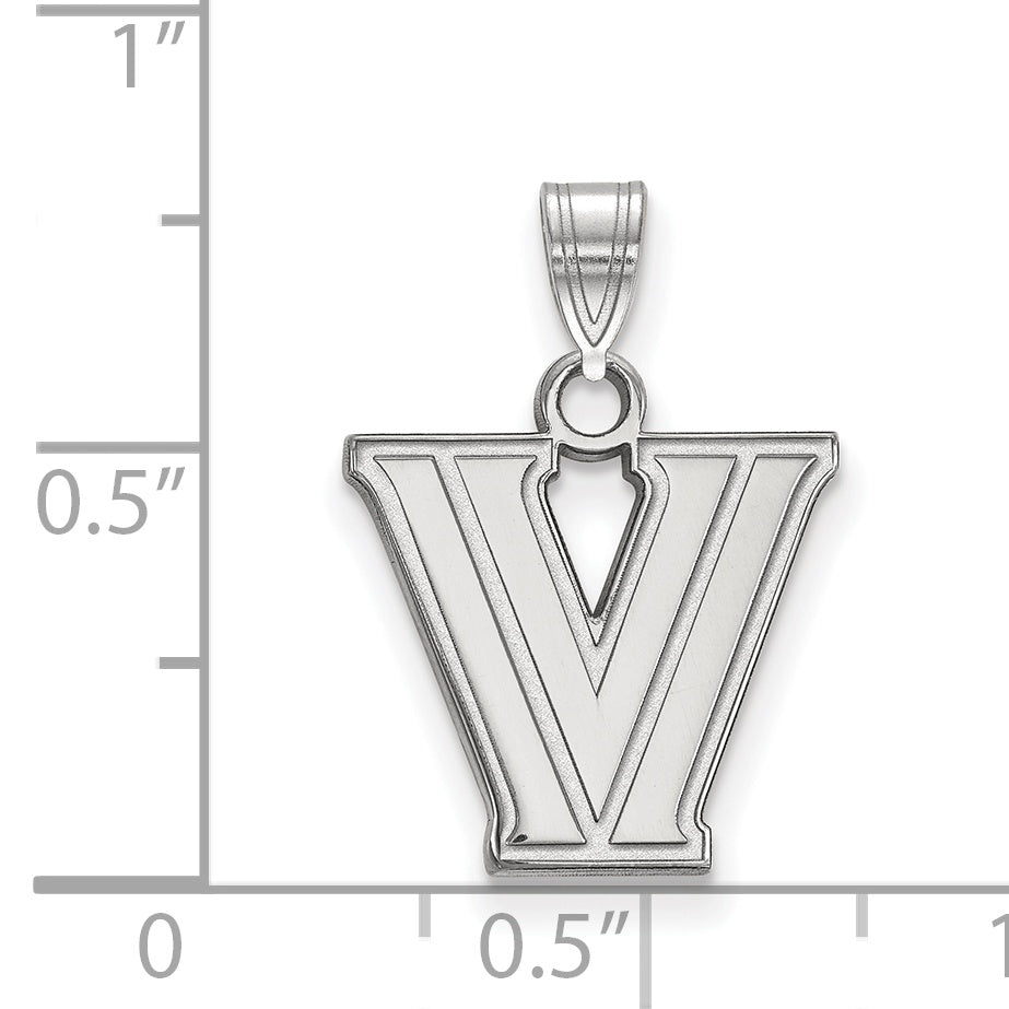 10K White Gold Logoart Villanova University Letter V Small Pendant