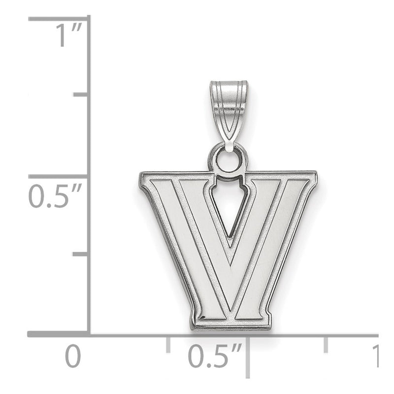 Sterling Silver Rhodium Plated Logoart Villanova University Letter V Small Pendant